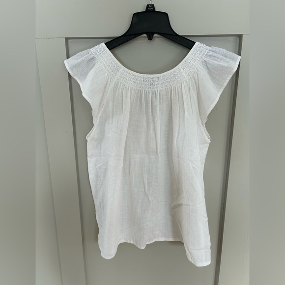 J. Crew White Smocked Yoke Peasant Blouse - Picture 3 of 4